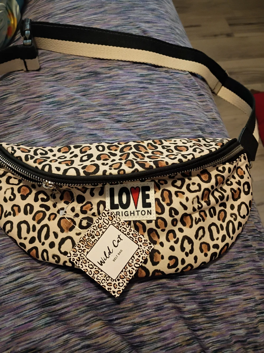 Brighton 'Love' Leopard Print Belt Bag - Beige/Cheetah